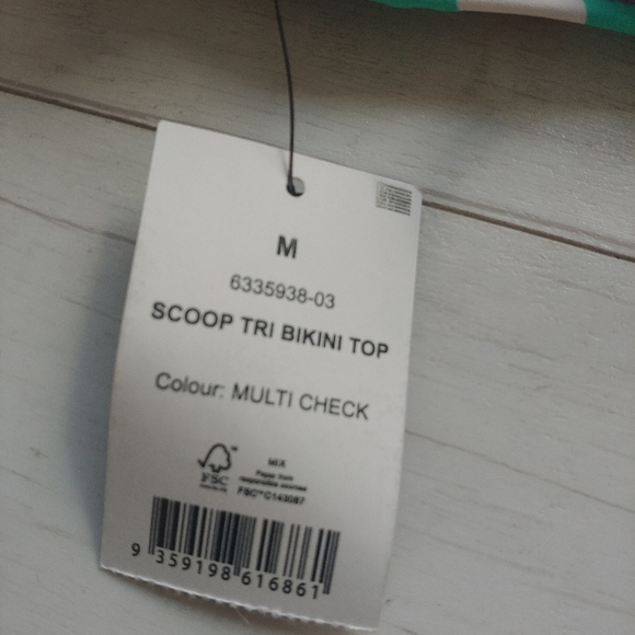 Cotton On BODY NEW Multi Check Bikini Top - Picture 8 of 10